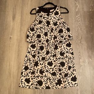 Loft white and black floral patterned dress